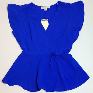 Blue Peplum Top, Size Small, Never Worn